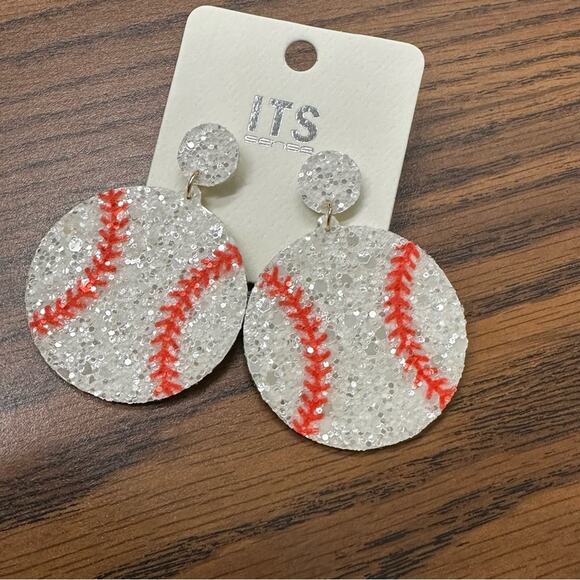 Glitter Baseball Earrings - Picture 2 of 6